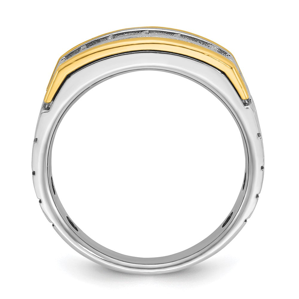14K Bicolor Fünf-Steine-Ring aus Labor gezüchteten Diamanten, 1 ct., VS/SI+ G+, poliert, satiniert und gerillt, für Herren