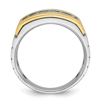 14K Zweifarbiges Gold Herren-Diamantring mit 1K, komplett besetzt