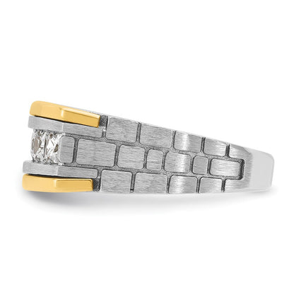 14K Zweifarbiges Gold Herren-Diamantring mit 1K, komplett besetzt