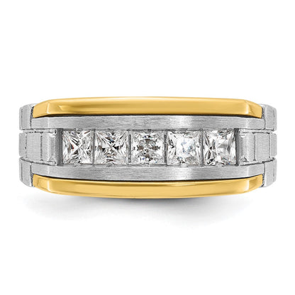 14K Zweifarbiges Gold Herren-Diamantring mit 1K, komplett besetzt