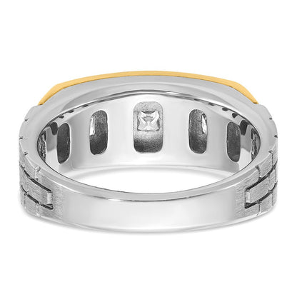 14K Zweifarbiges Gold Herren-Diamantring mit 1K, komplett besetzt