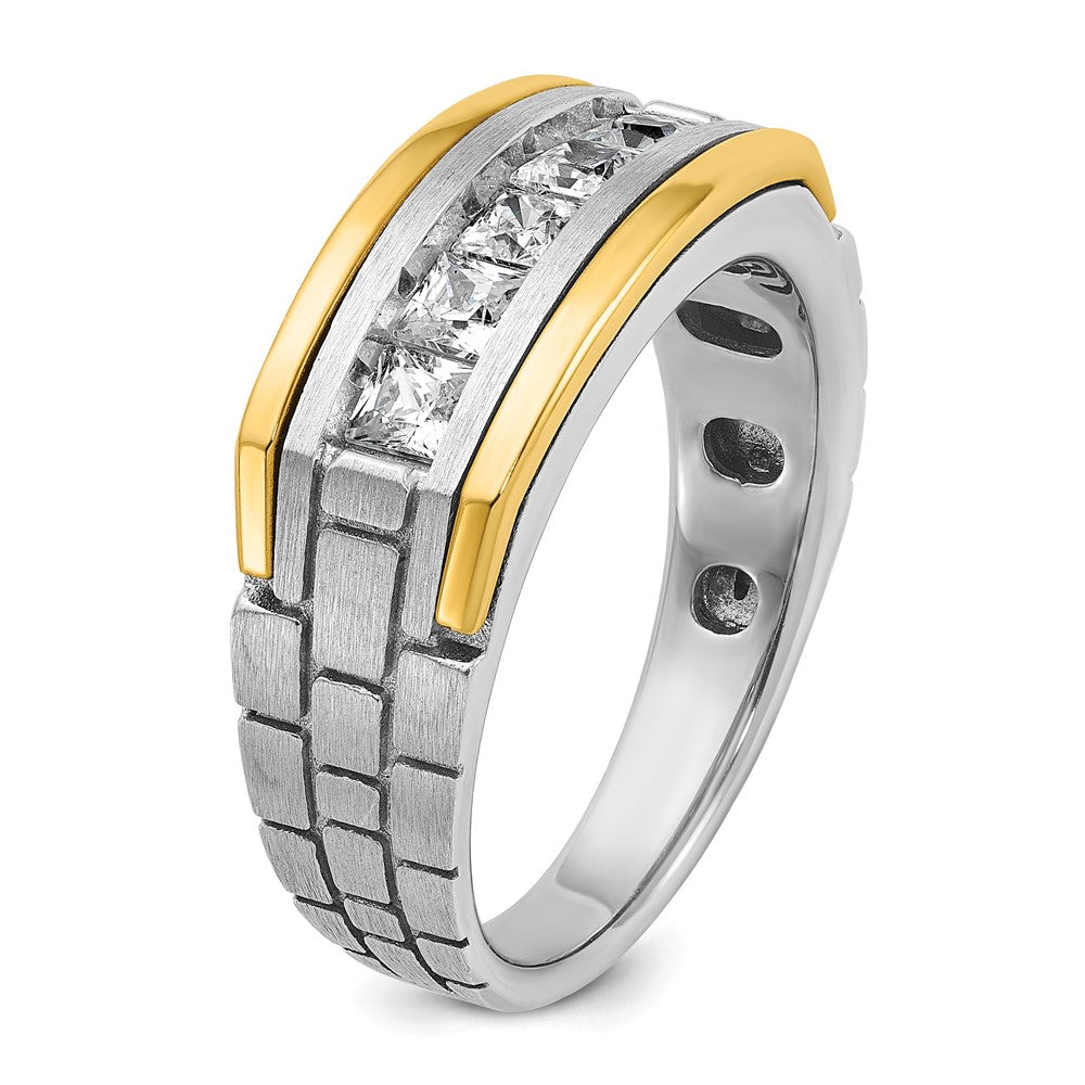 14K Zweifarbiges Gold Herren-Diamantring mit 1K, komplett besetzt