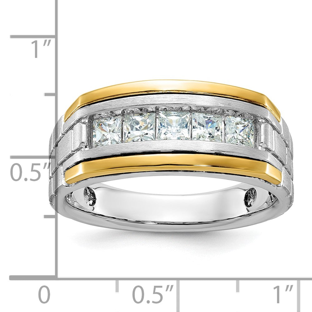 14K Zweifarbiges Gold Herren-Diamantring mit 1K, komplett besetzt