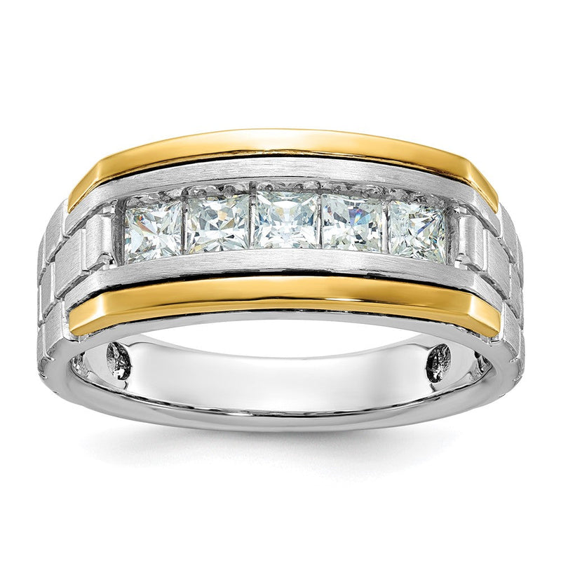 14K Zweifarbiges Gold Herren-Diamantring mit 1K, komplett besetzt