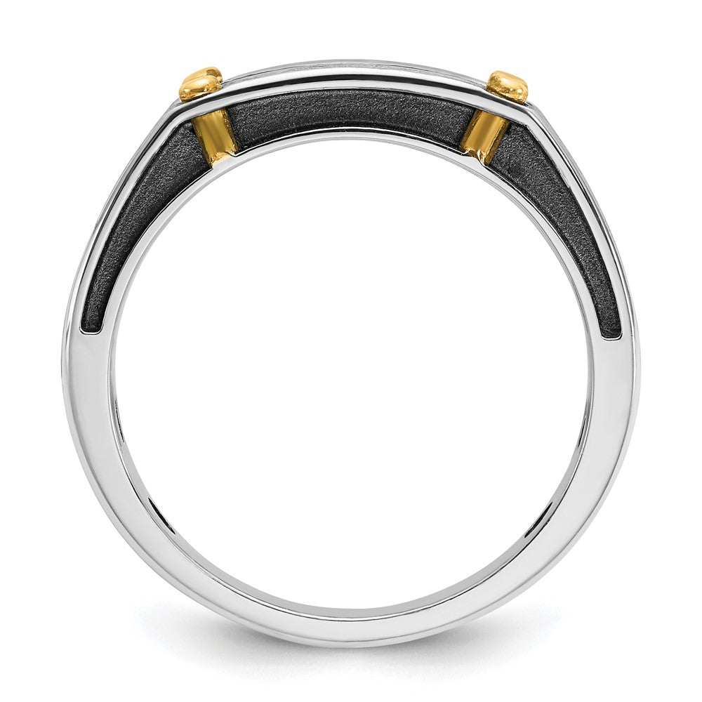 14K Bicolor-Gold mit Schwarzrhodium Herren Siegelring, satiniert, 0,25 ct. Diamant