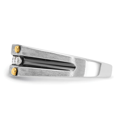 14K Bicolor-Gold mit Schwarzrhodium Herren Siegelring, satiniert, 0,25 ct. Diamant