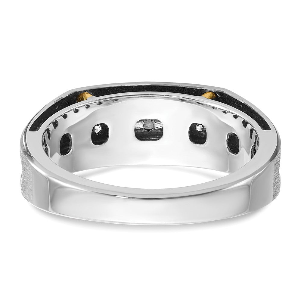 14K Bicolor-Gold mit Schwarzrhodium Herren Siegelring, satiniert, 0,25 ct. Diamant