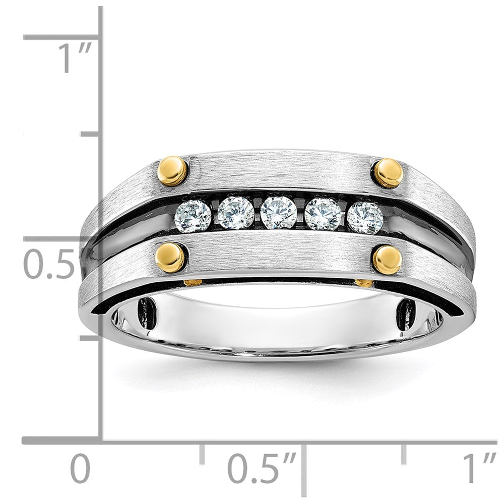 14K Bicolor-Gold mit Schwarzrhodium Herren Siegelring, satiniert, 0,25 ct. Diamant