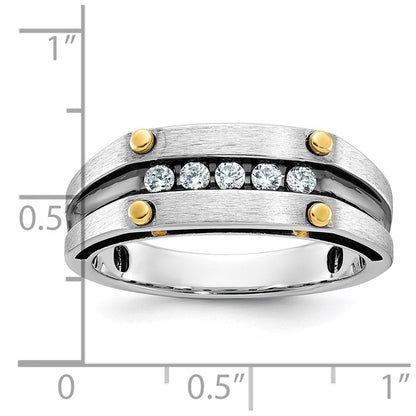 14K Bicolor-Gold mit Schwarzrhodium Herren Siegelring, satiniert, 0,25 ct. Diamant