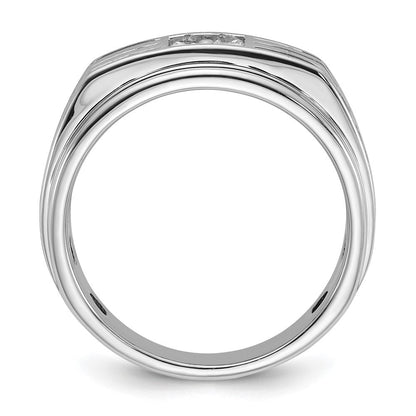 14K Weißgold mit schwarzem Rhodium 0,33 ct. Laborgezüchteter Diamant VS/SI+ G+ Poliert und Gerillt Herrenring