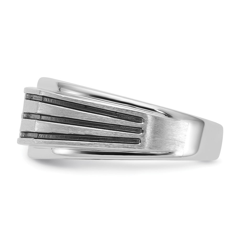 14K Weißgold mit schwarzem Rhodium 0,33 ct. Laborgezüchteter Diamant VS/SI+ G+ Poliert und Gerillt Herrenring