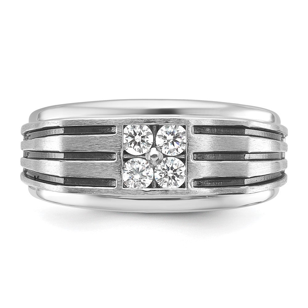 14K Weißgold mit schwarzem Rhodium 0,33 ct. Laborgezüchteter Diamant VS/SI+ G+ Poliert und Gerillt Herrenring