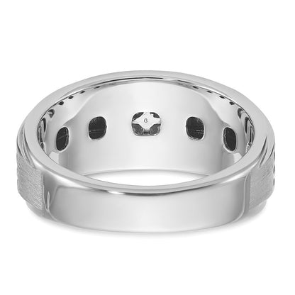 14K Weißgold mit schwarzem Rhodium 0,33 ct. Laborgezüchteter Diamant VS/SI+ G+ Poliert und Gerillt Herrenring