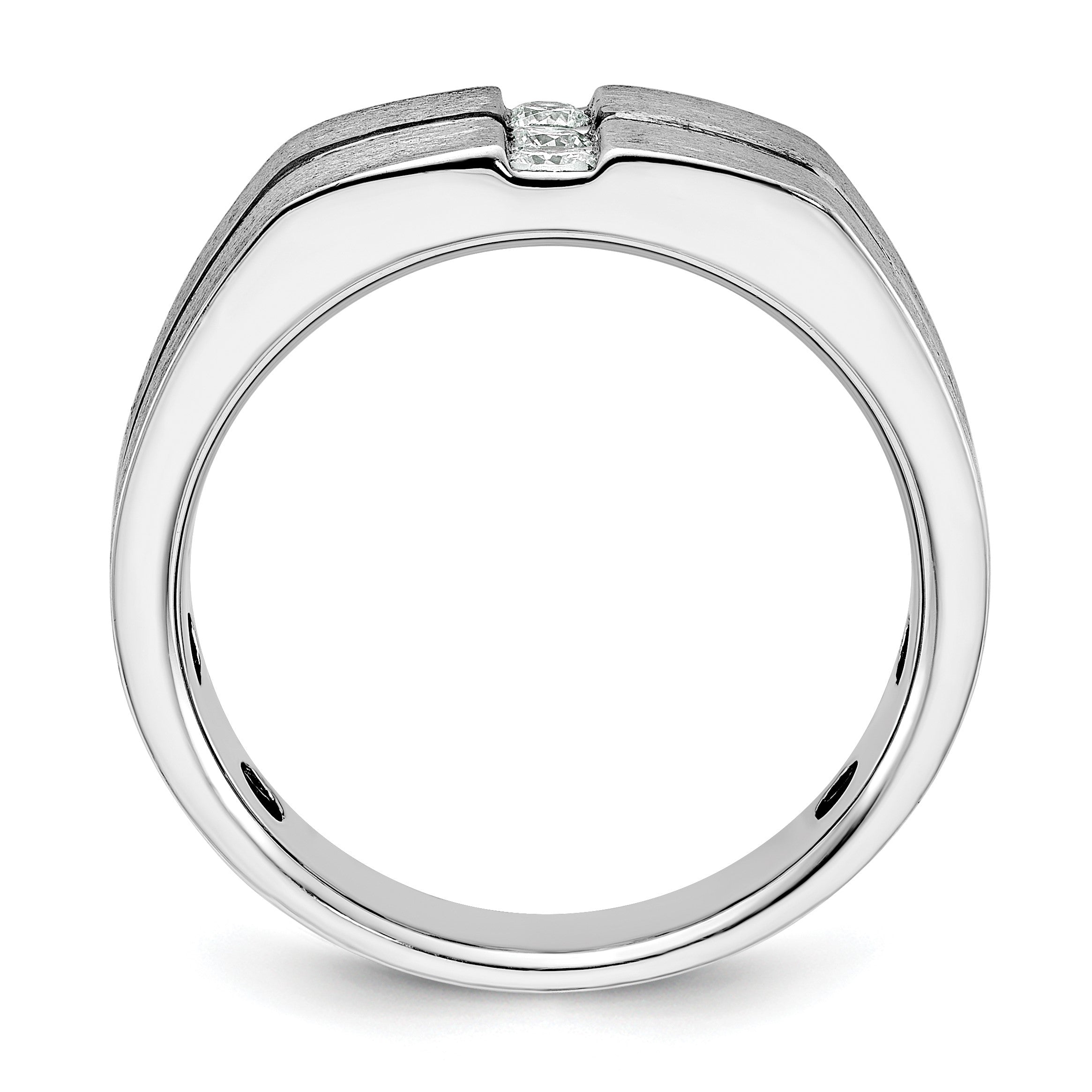 14K Weißgold mit schwarzem Rhodium Herren Ring, satiniert, mit 0,2K Diamanten, komplett besetzt