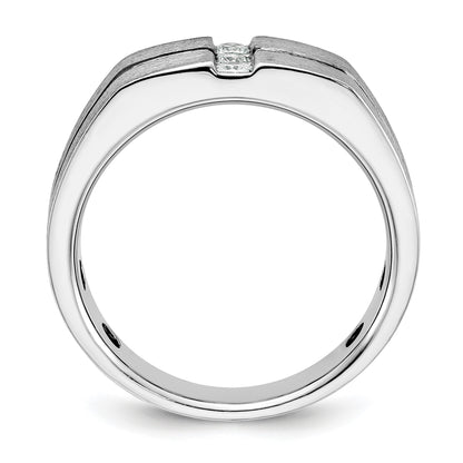 14K Weißgold mit schwarzem Rhodium Herren Ring, satiniert, mit 0,2K Diamanten, komplett besetzt