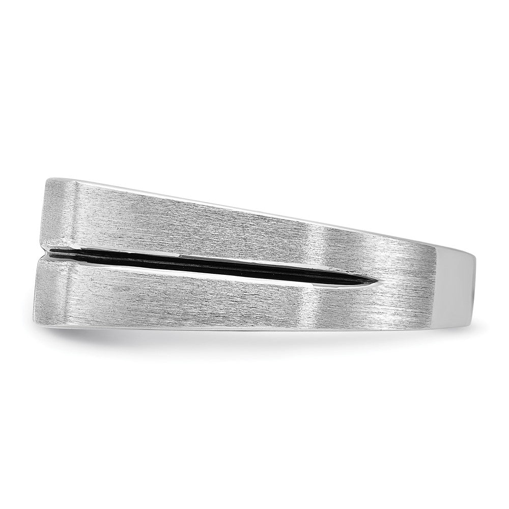14K Weißgold mit schwarzem Rhodium Herren Ring, satiniert, mit 0,2K Diamanten, komplett besetzt