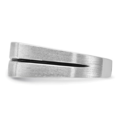 14K Weißgold mit schwarzem Rhodium Herren Ring, satiniert, mit 0,2K Diamanten, komplett besetzt