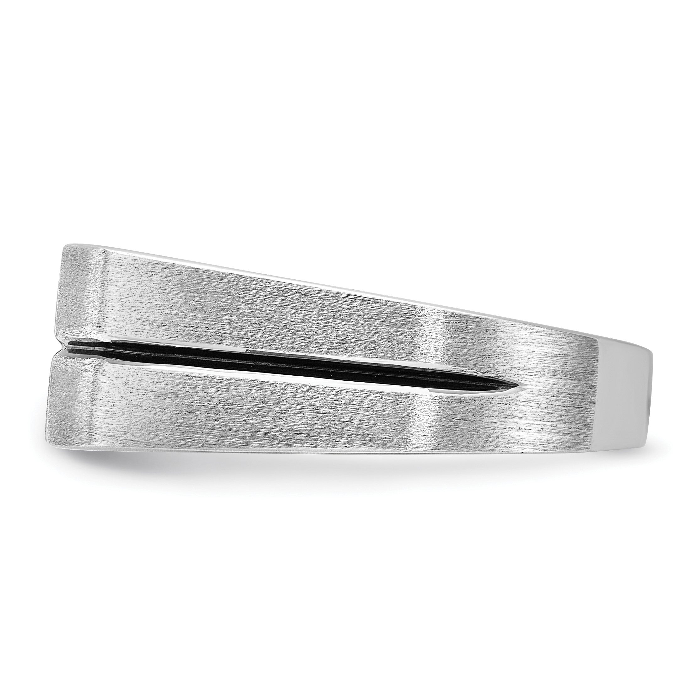 14K Weißgold mit schwarzem Rhodium Herren Ring, satiniert, mit 0,2K Diamanten, komplett besetzt