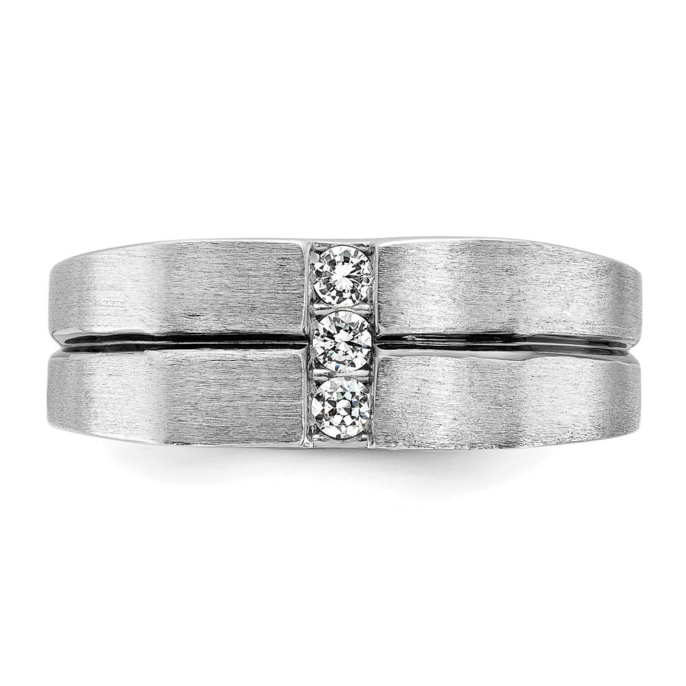 14K Weißgold mit schwarzem Rhodium Herren Ring, satiniert, mit 0,2K Diamanten, komplett besetzt
