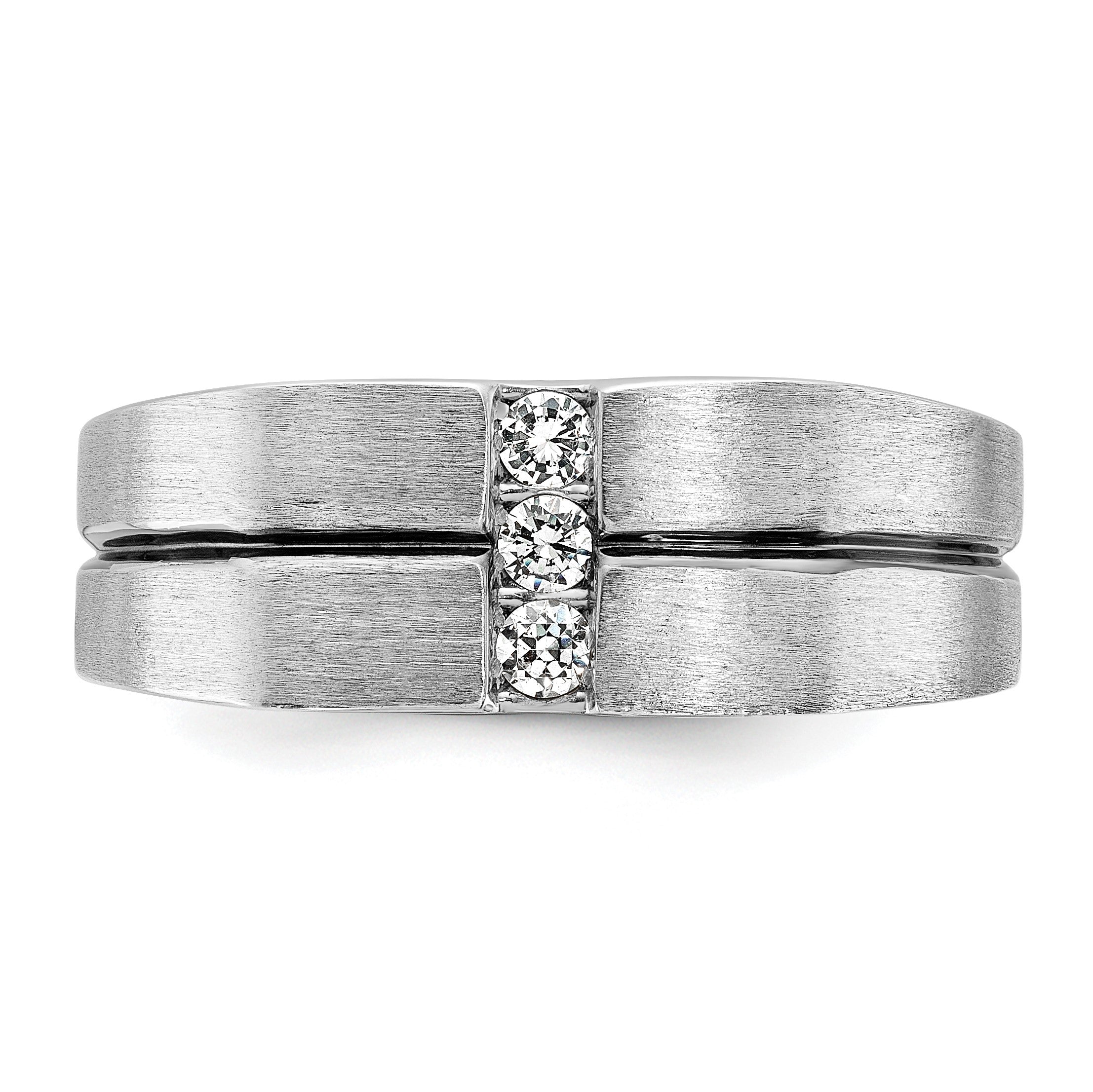 14K Weißgold mit schwarzem Rhodium Herren Ring, satiniert, mit 0,2K Diamanten, komplett besetzt