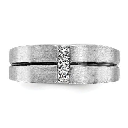 14K Weißgold mit schwarzem Rhodium Herren Ring, satiniert, mit 0,2K Diamanten, komplett besetzt