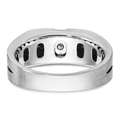 14K Weißgold mit schwarzem Rhodium Herren Ring, satiniert, mit 0,2K Diamanten, komplett besetzt