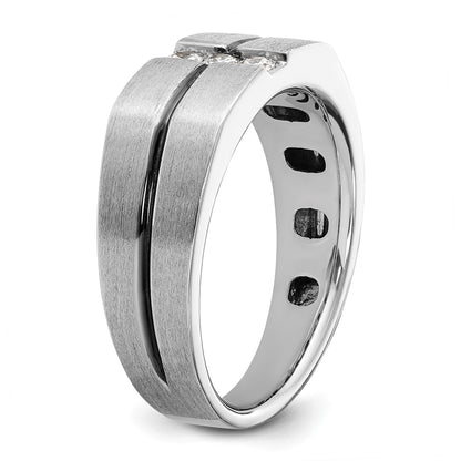 14K Weißgold mit schwarzem Rhodium Herren Ring, satiniert, mit 0,2K Diamanten, komplett besetzt