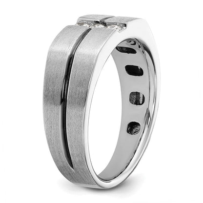 14K Weißgold mit schwarzem Rhodium Herren Ring, satiniert, mit 0,2K Diamanten, komplett besetzt