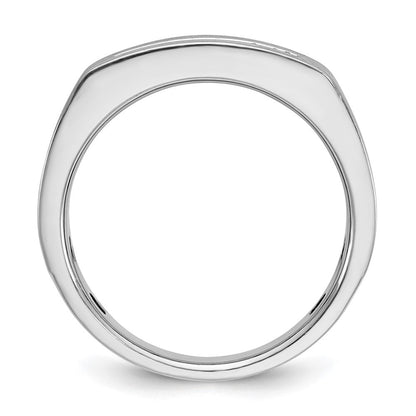 14K Weißgold mit Schwarzrhodium Herren-Ring mit satinierter Oberfläche und 0,5K Diamanten, komplett besetzt
