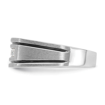 14K Weißgold mit Schwarzrhodium Herren-Ring mit satinierter Oberfläche und 0,5K Diamanten, komplett besetzt