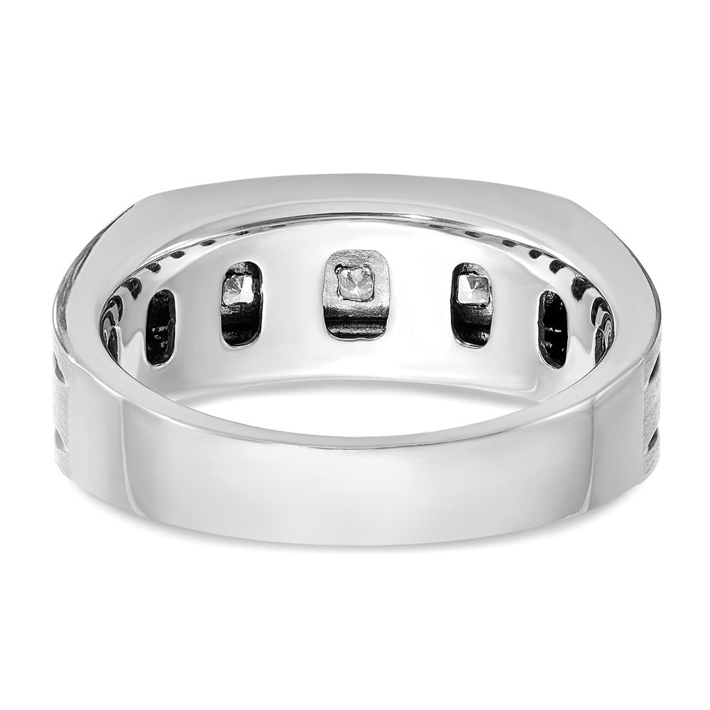 14K Weißgold mit Schwarzrhodium Herren-Ring mit satinierter Oberfläche und 0,5K Diamanten, komplett besetzt