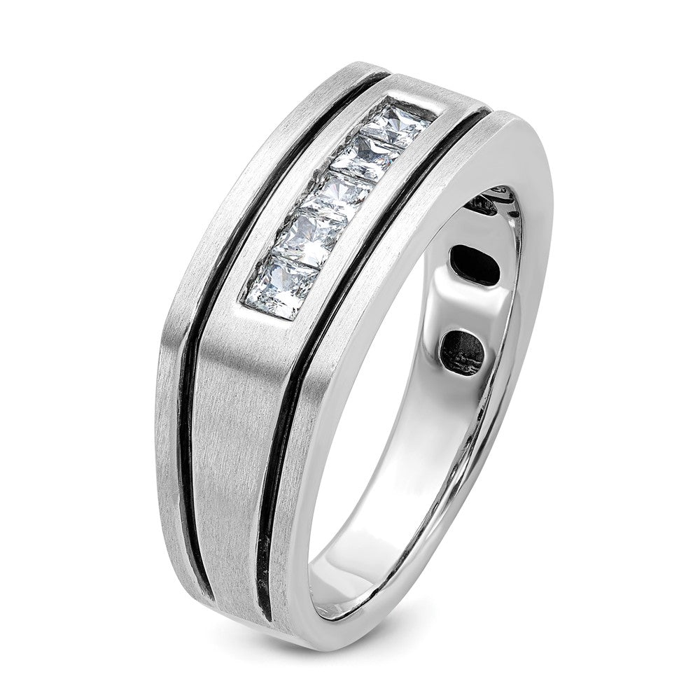 14K Weißgold mit Schwarzrhodium Herren-Ring mit satinierter Oberfläche und 0,5K Diamanten, komplett besetzt