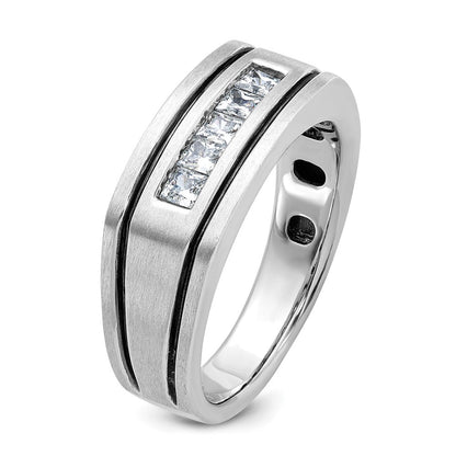 14K Weißgold mit Schwarzrhodium Herren-Ring mit satinierter Oberfläche und 0,5K Diamanten, komplett besetzt