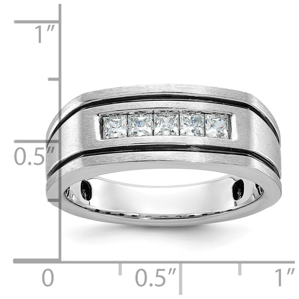 14K Weißgold mit Schwarzrhodium Herren-Ring mit satinierter Oberfläche und 0,5K Diamanten, komplett besetzt