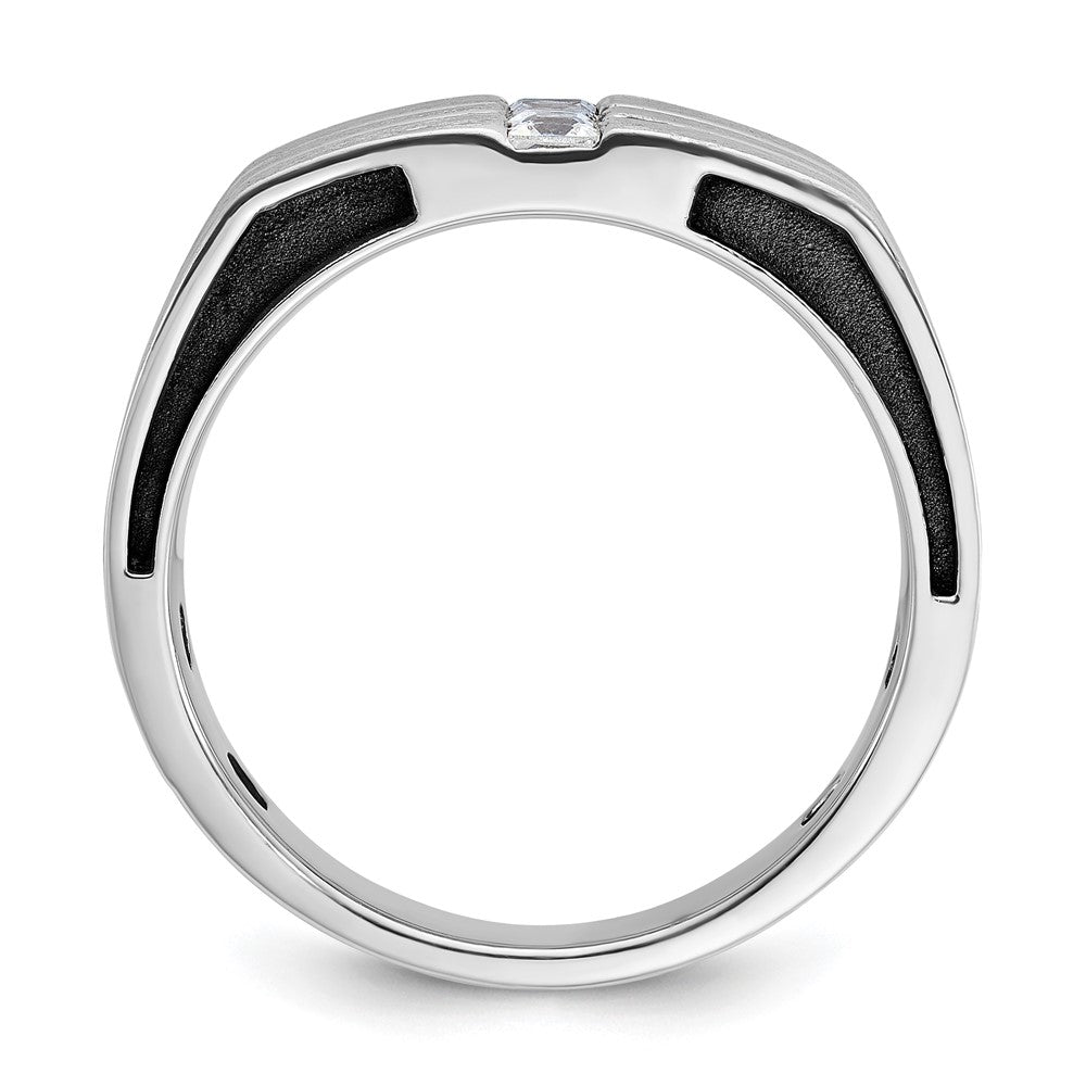 14K Weißgold mit Schwarzrhodium Herren-Siegelring mit Satinfinish und 0,3K Diamanten, komplett besetzt