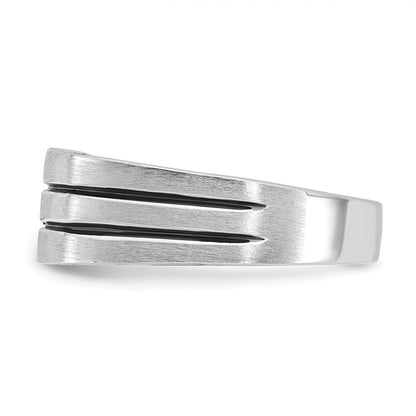 14K Weißgold mit Schwarzrhodium Herren-Siegelring mit Satinfinish und 0,3K Diamanten, komplett besetzt