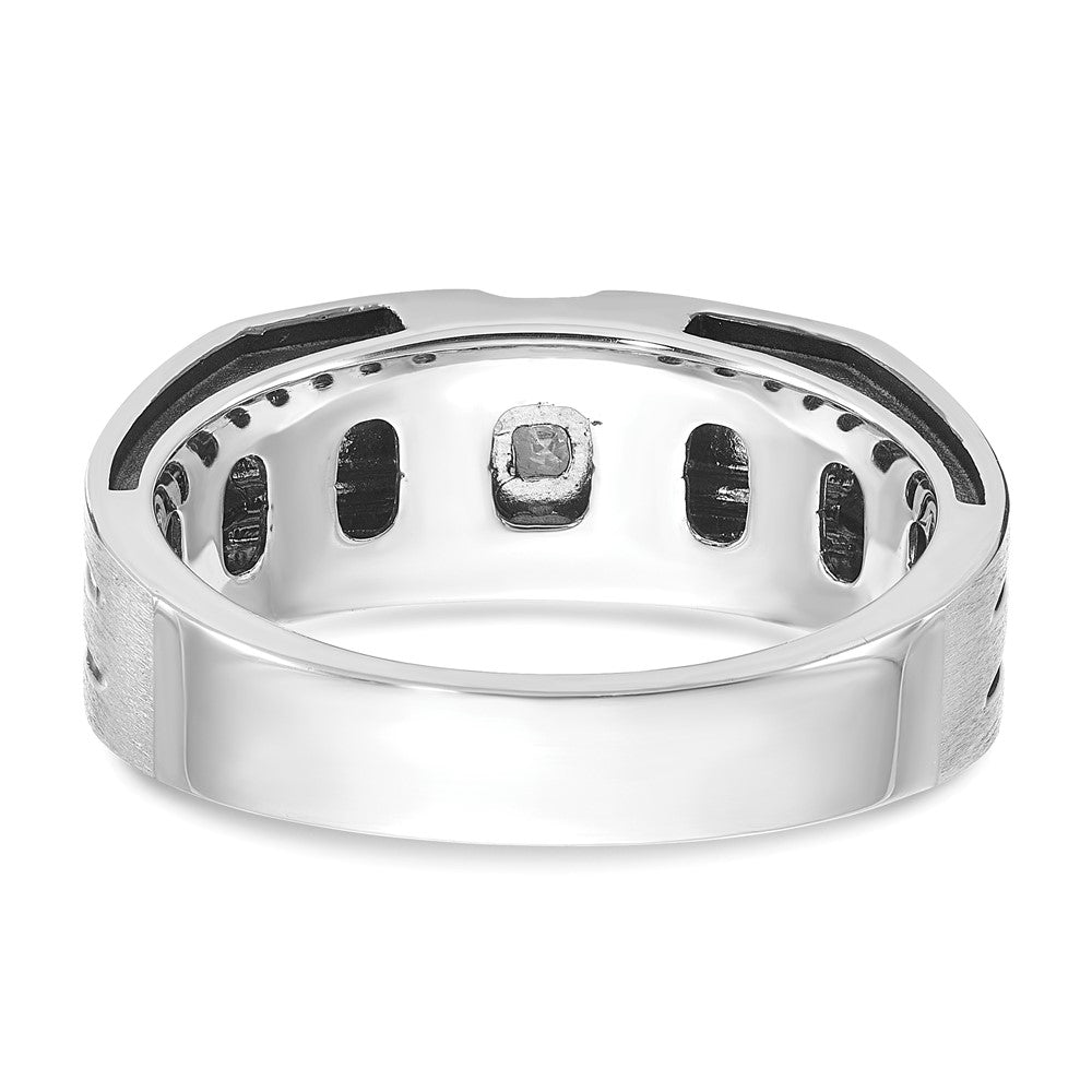 14K Weißgold mit Schwarzrhodium Herren-Siegelring mit Satinfinish und 0,3K Diamanten, komplett besetzt