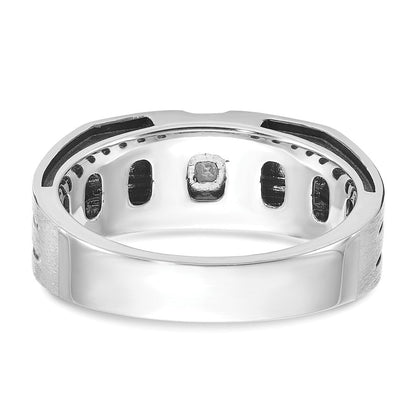 14K Weißgold mit Schwarzrhodium Herren-Siegelring mit Satinfinish und 0,3K Diamanten, komplett besetzt