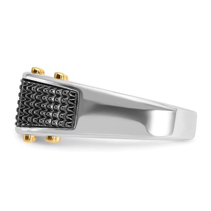 14K Bicolor-Ring mit schwarzem Rhodium, poliert und texturiert, 0,25 ct. Labor-gezüchtete Diamanten VS/SI+ G+, für Herren