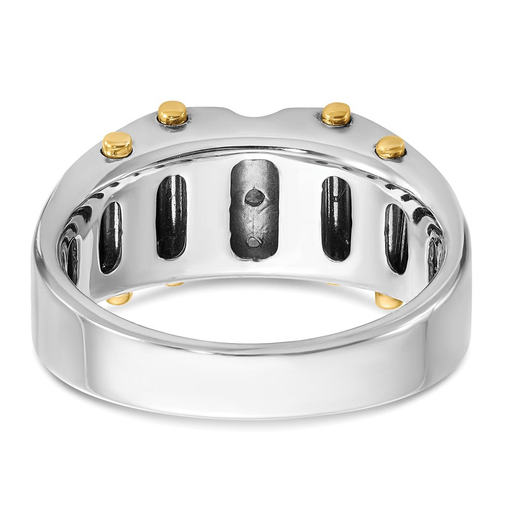 14K Bicolor-Gold mit Schwarzrhodium Herren-Ring mit 0,25K Diamant, komplett besetzt