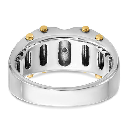 14K Bicolor-Gold mit Schwarzrhodium Herren-Ring mit 0,25K Diamant, komplett besetzt