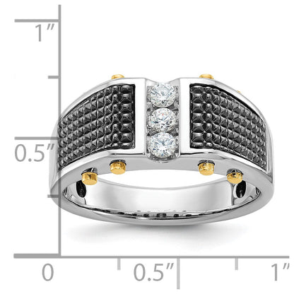 14K Bicolor-Gold mit Schwarzrhodium Herren-Ring mit 0,25K Diamant, komplett besetzt