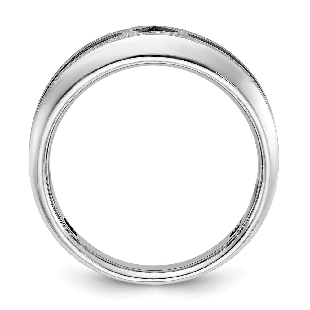 14K Weißgold Herren Ring mit Satinfinish und 0,5K schwarzen und weißen Diamanten