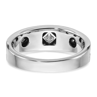 14K Weißgold Herren Ring mit Satinfinish und 0,5K schwarzen und weißen Diamanten