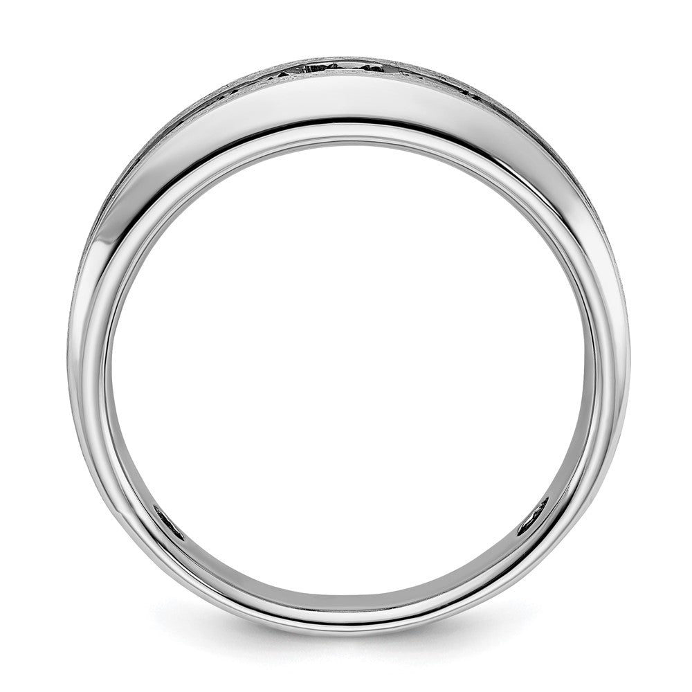 14K Weißgold mit Schwarzrhodinierung Herren Ring, poliert und gebürstet, mit schwarzen und weißen Diamanten