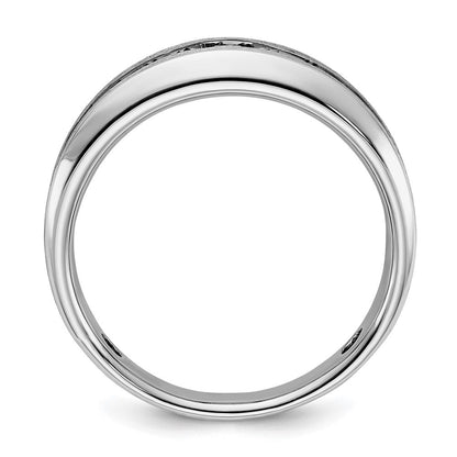 14K Weißgold mit Schwarzrhodinierung Herren Ring, poliert und gebürstet, mit schwarzen und weißen Diamanten