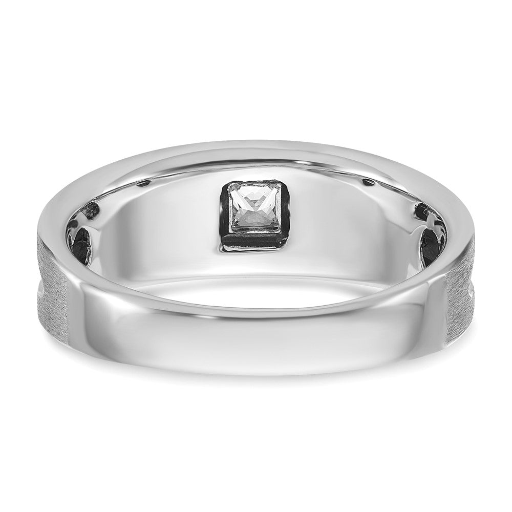 14K Weißgold mit Schwarzrhodinierung Herren Ring, poliert und gebürstet, mit schwarzen und weißen Diamanten