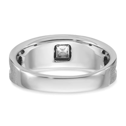 14K Weißgold mit Schwarzrhodinierung Herren Ring, poliert und gebürstet, mit schwarzen und weißen Diamanten