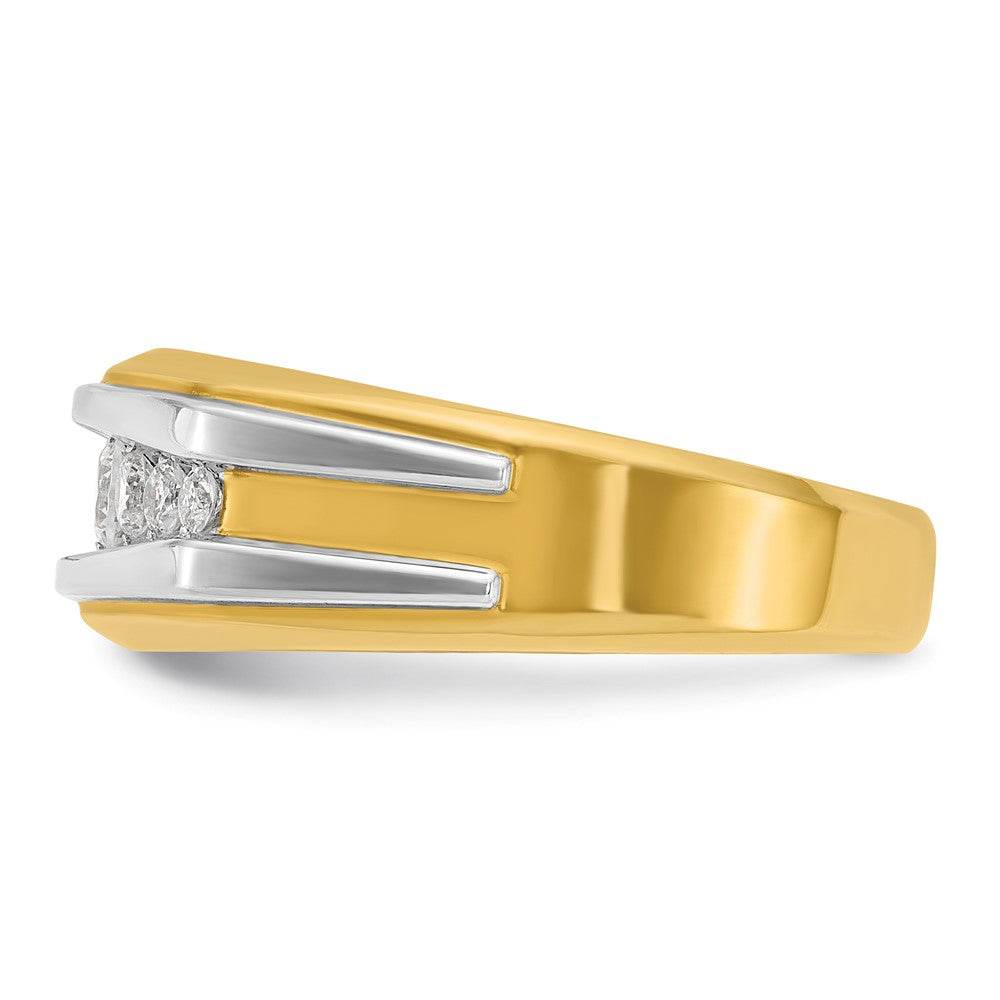 14K Gelb- und Rhodiumgold mit Weißrhodium Herren-Diamantring mit 0,5 ct. Diamanten, komplett besetzt