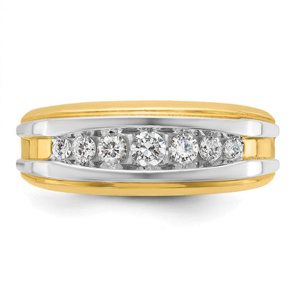 14K Gelb- und Rhodiumgold mit Weißrhodium Herren-Diamantring mit 0,5 ct. Diamanten, komplett besetzt